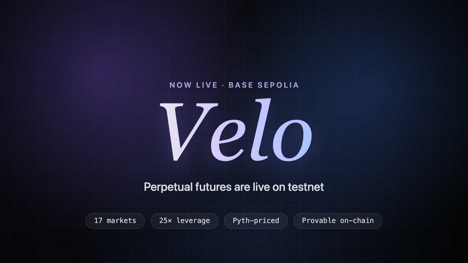Velo is live on Base Sepolia testnet